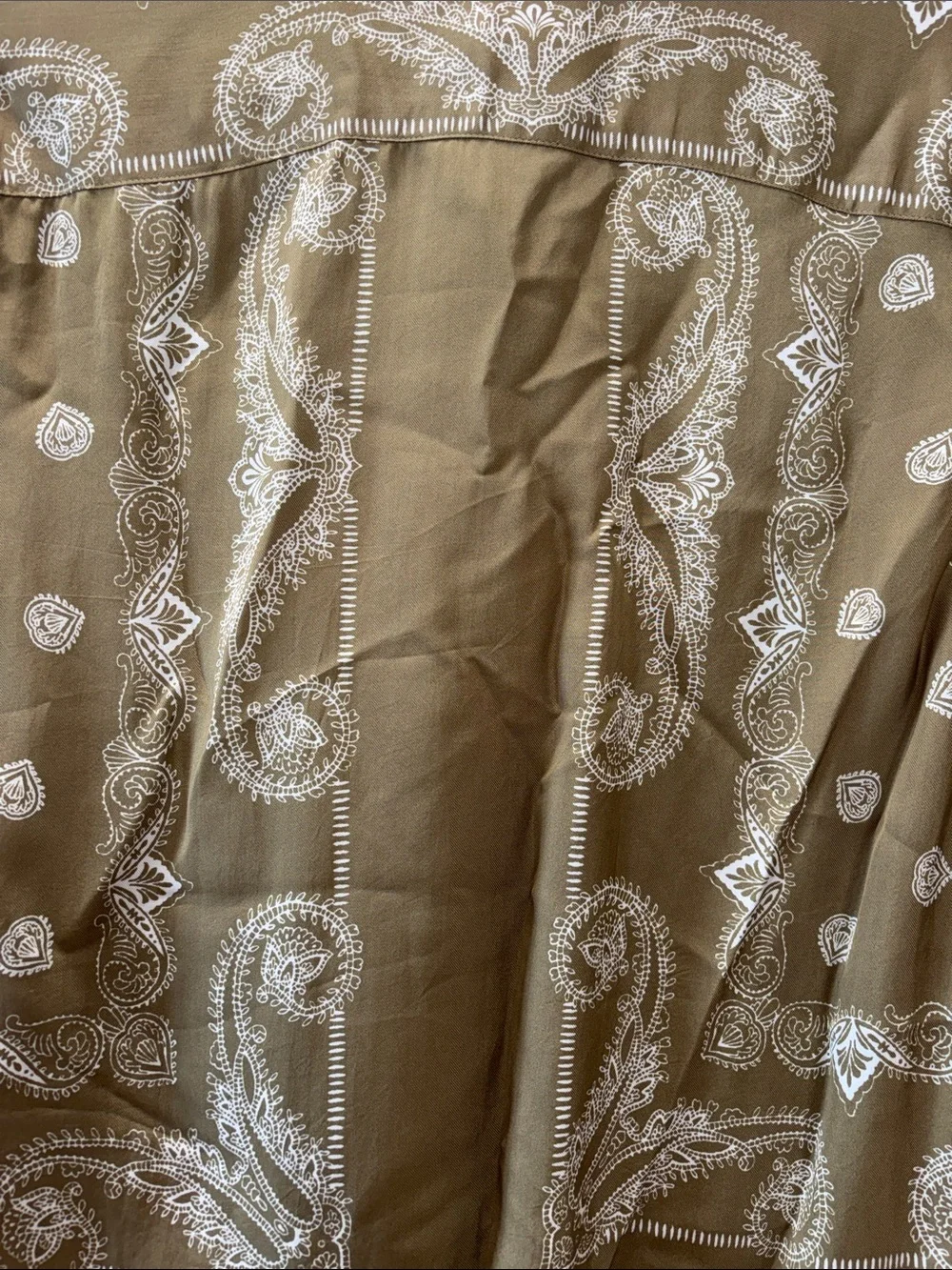 J.Crew Olive Green Button-Down Shirt with White Paisley Print